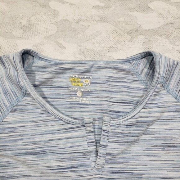 Mountain Hardwear Top Womens Large Blue Short Sleeve V Neck Outdoors Hiking - Picture 4 of 7